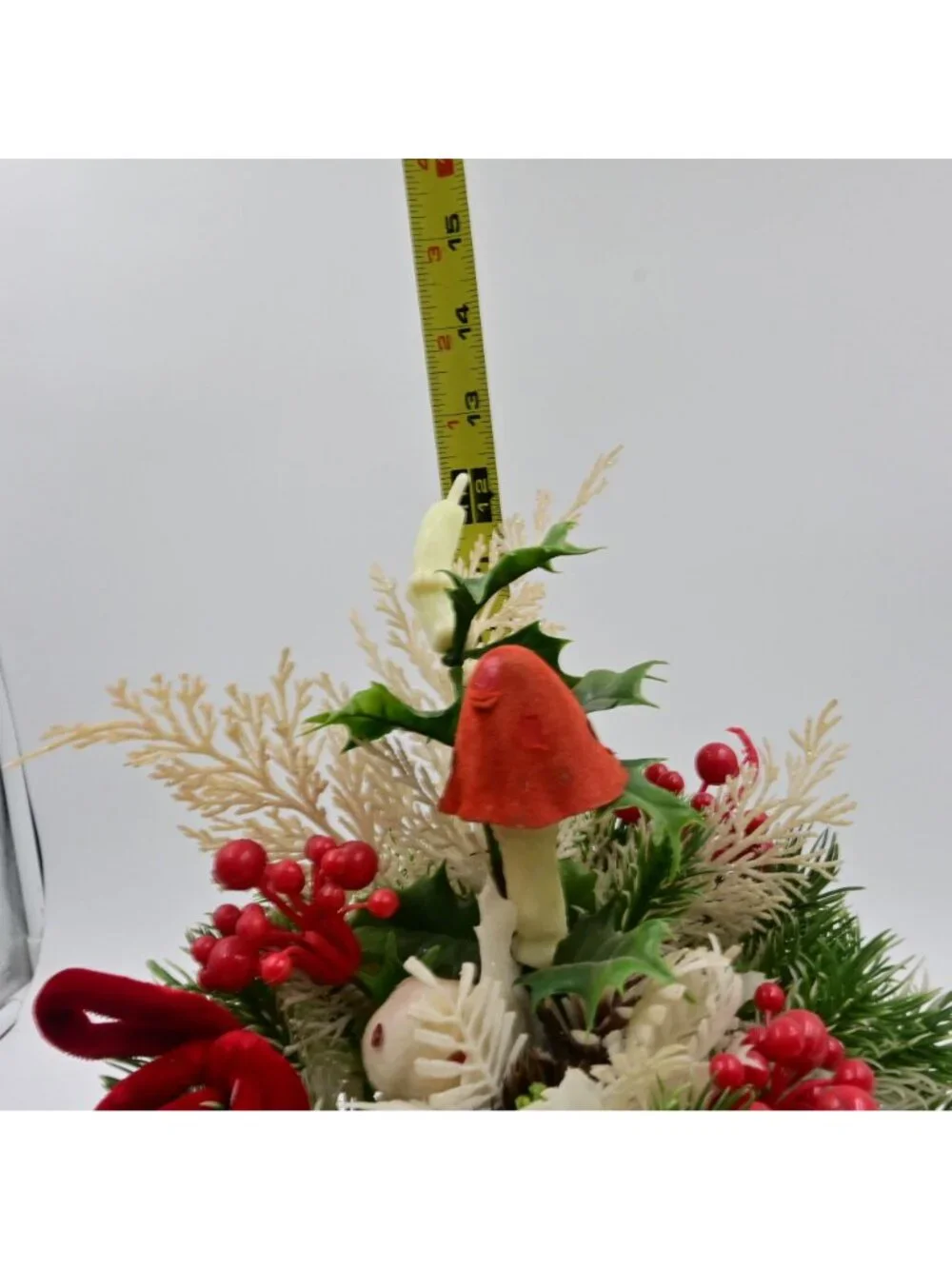 Napcoware Christmas Ceramic Planter Holly Berries Mushroom Bouquet MCM